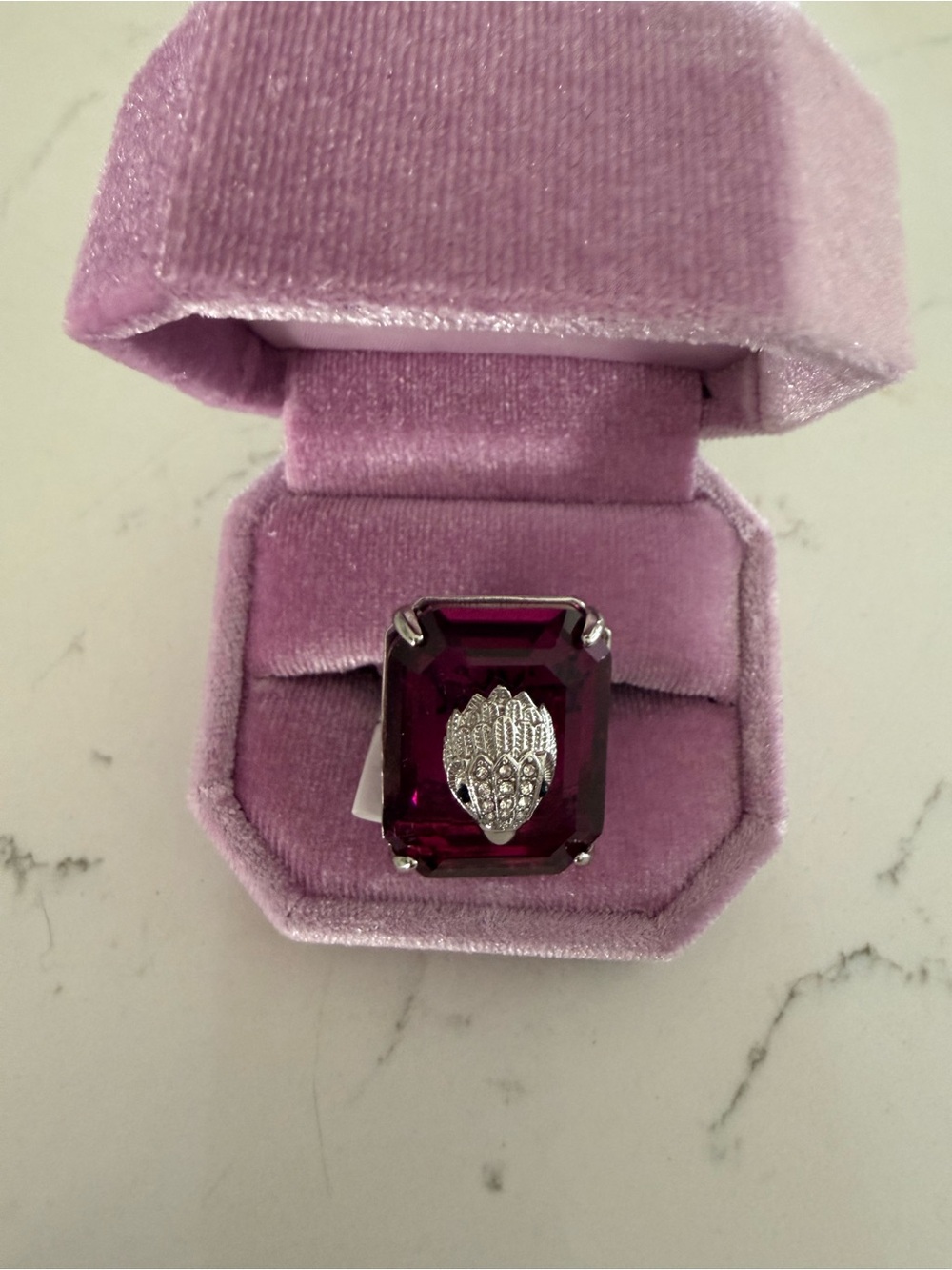 Kurt Geiger Purple Statement Ring with Silver Accent